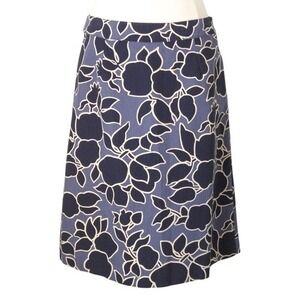 NWOT Boden Navy & Periwinkle Blue Floral Cotton A-Line Skirt-‎ Size 12